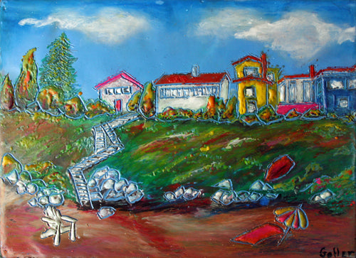 ***SOLD*** Idyllic Summer - Encaustic - 8x8 on wood block