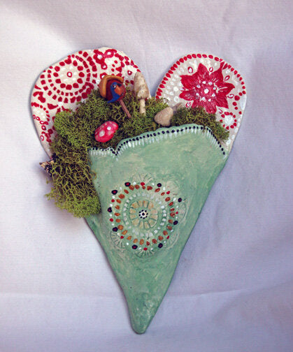 ***SOLD*** CARRIE GOLLER - PocketHeart clay sculpture 7 x 5.25