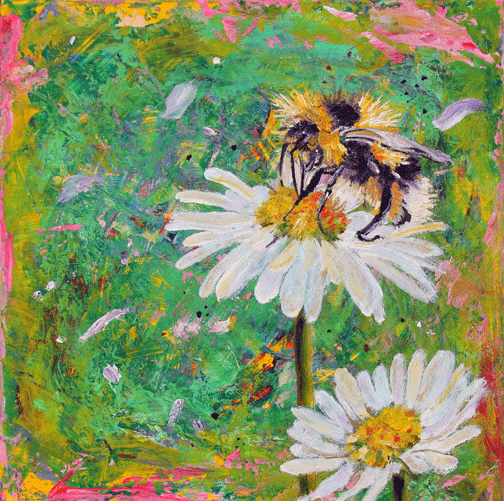 Prints available, original ***SOLD*** Carrie Goller - Pollenatrix VI - Mixed Media 8x8