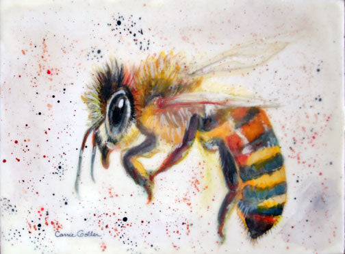 Prints available, original ***SOLD*** Carrie Goller - Pollenatrix VII, Encaustic/Watercolor 9x12