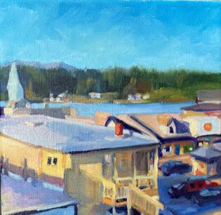 ***SOLD*** JILL ZACOT - Poulsbo Balcony, oil 6x6