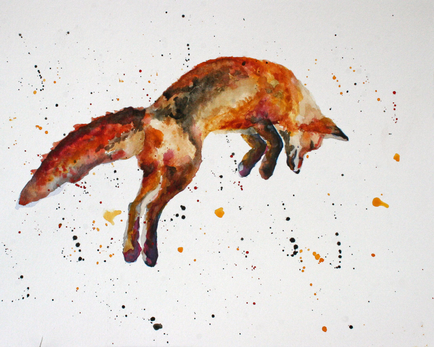 CARRIE GOLLER PRINTS - CREATURES - POUNCE   original watercolor, 8x10