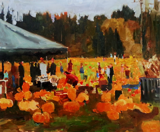 ***SOLD***ROBIN WEISS Suyematsu Pumpkin Farm, Bainbridge Island - Oil - 10x12