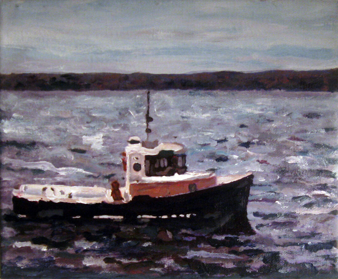 CARRIE GOLLER PRINTS - IMPRESSIONIST - Pups Guard the Gizzer original mixed media, 8x10