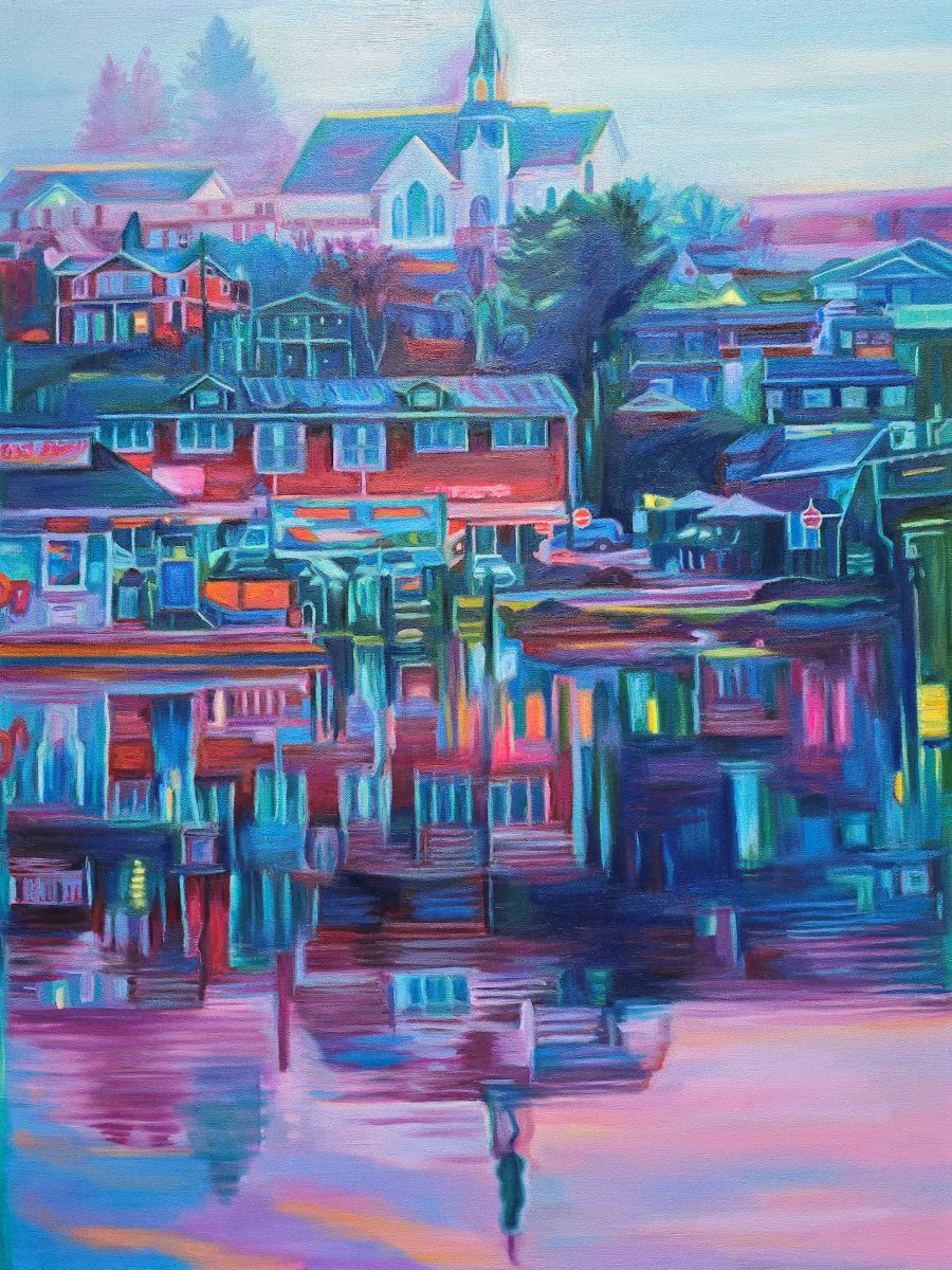 Jody Yashenko - Purple Poulsbo, Original Oil on gallery wrapped canvas, 30x40 (Framed)