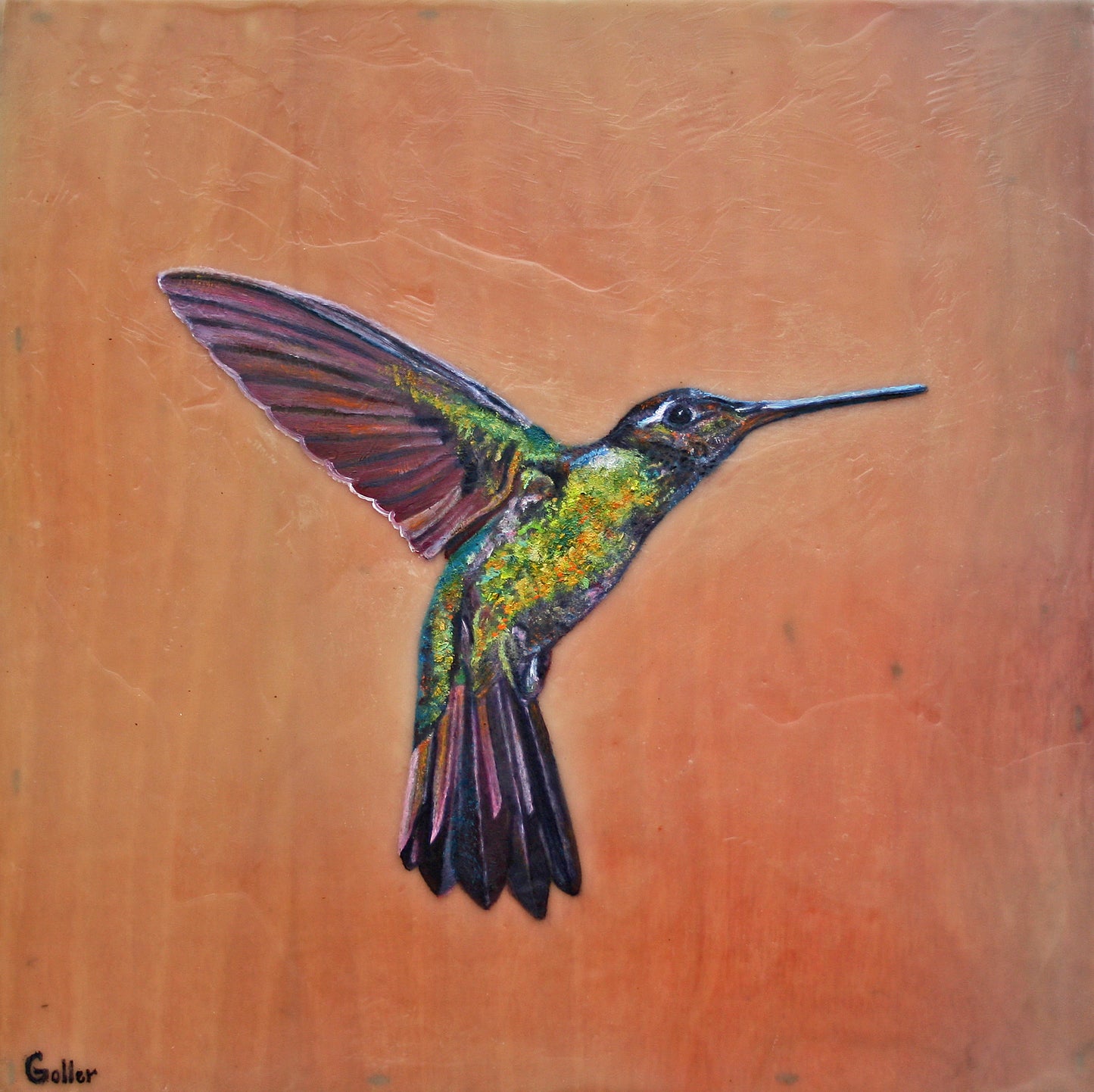 ***SOLD***Wind Tree - sculpted encaustic / mixed media - 8x8