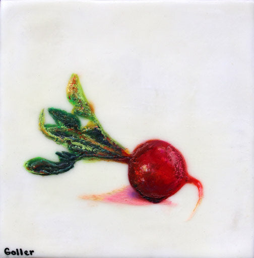 Carrie Goller - Radish, encaustic/mixed media 8x8