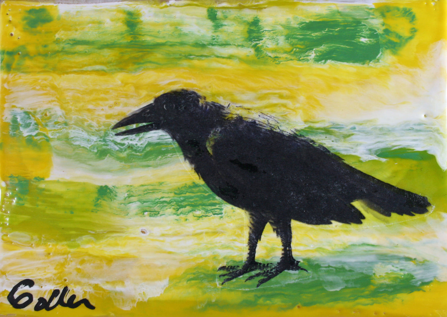 ***SOLD*** Raven Native 10 - Encaustic/Mixed Media - 5x7
