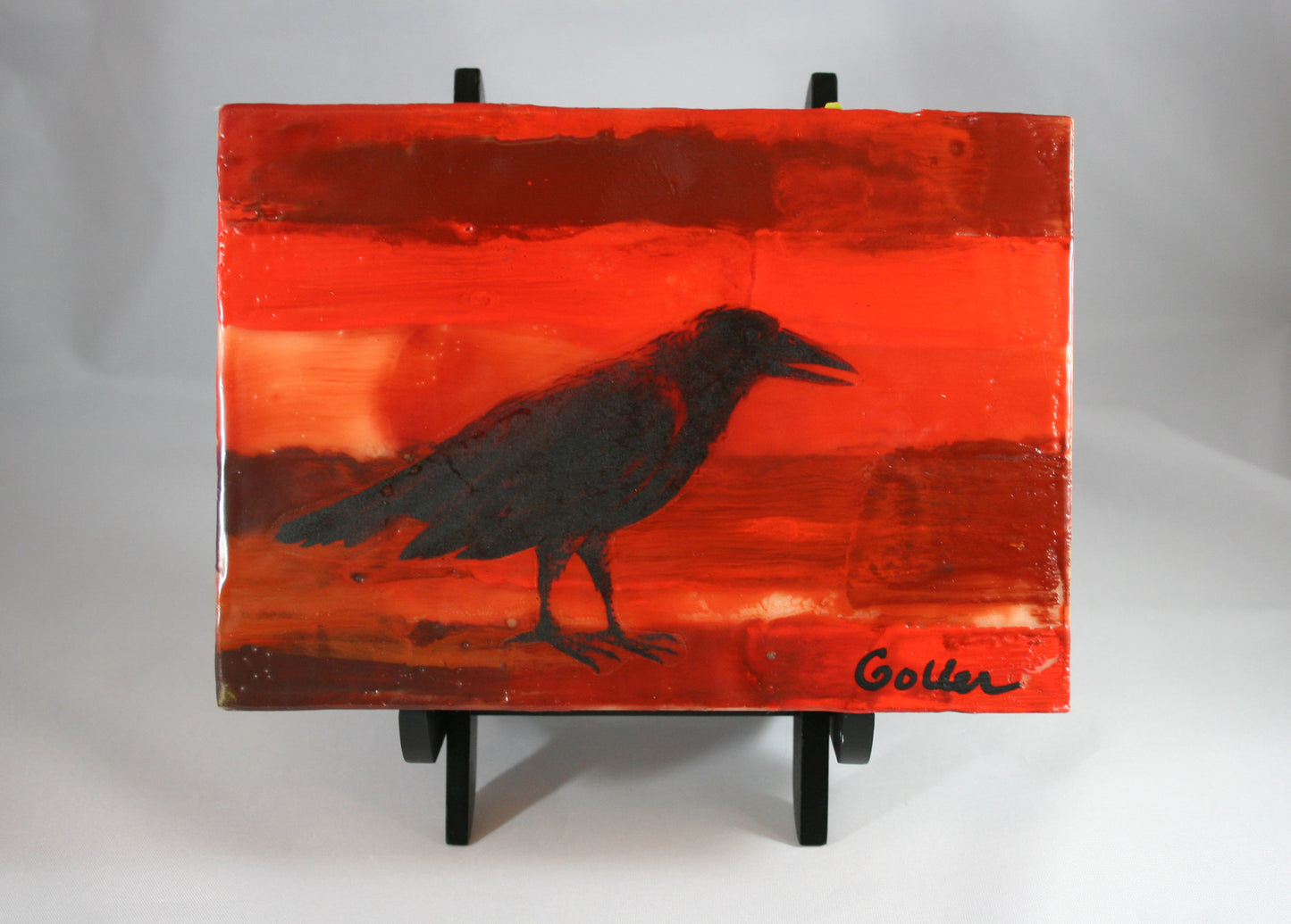 ***SOLD***Raven Native 8 - Encaustic/Mixed Media - 5x7