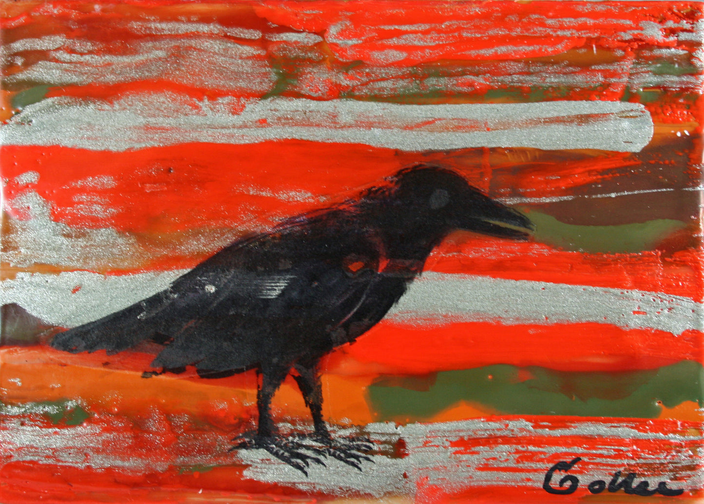 ***SOLD***Raven Native 12 - Encaustic / Mixed Media - 5x7