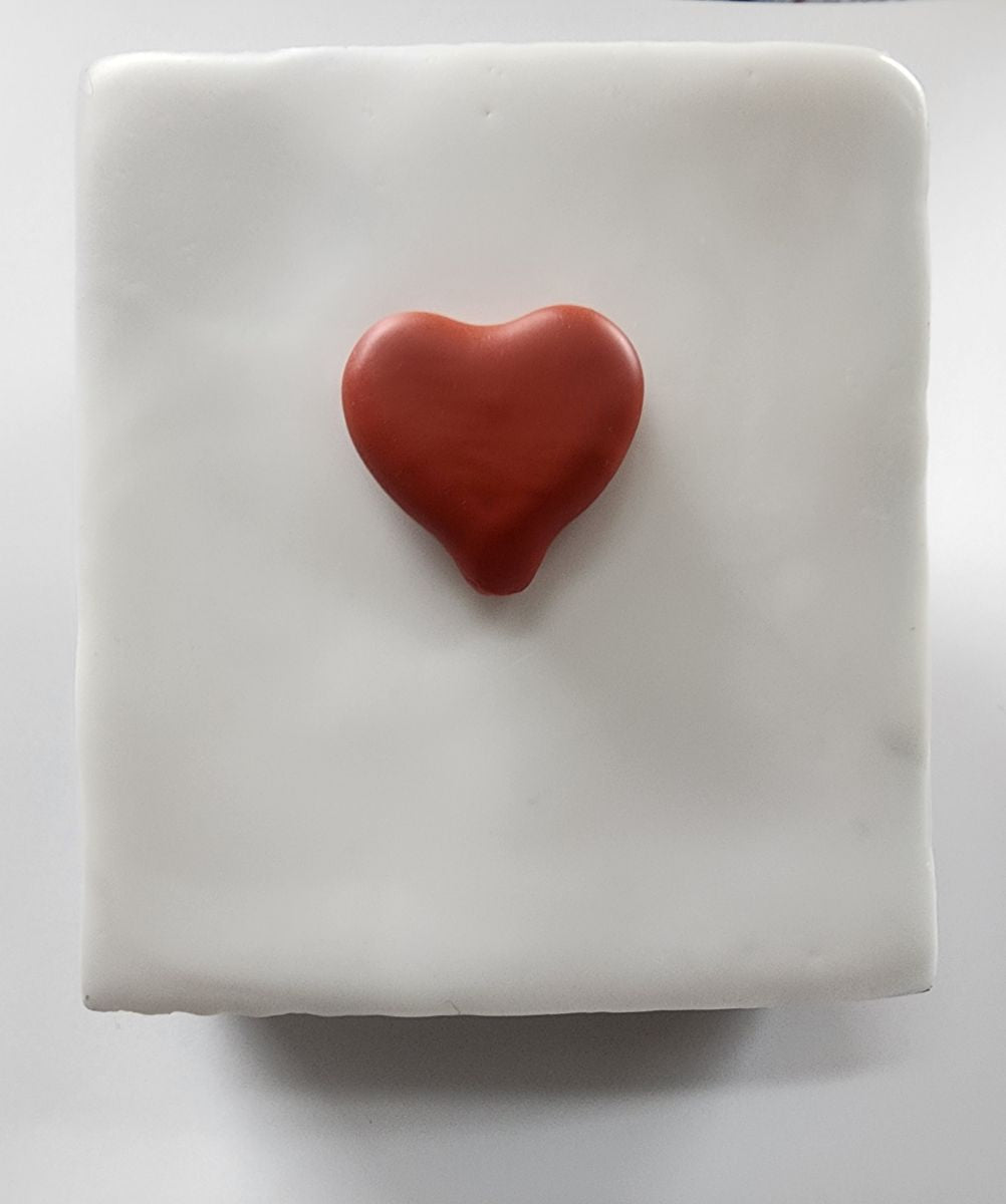 Carrie Goller - Red Heart on White encaustic 4x3.25