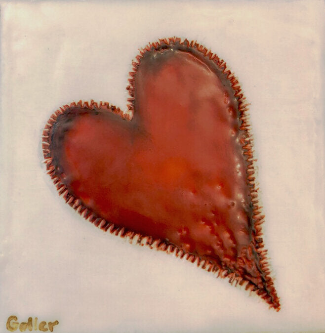 ***SOLD*** Carrie Goller - Red Valentine, encaustic 5x5x1