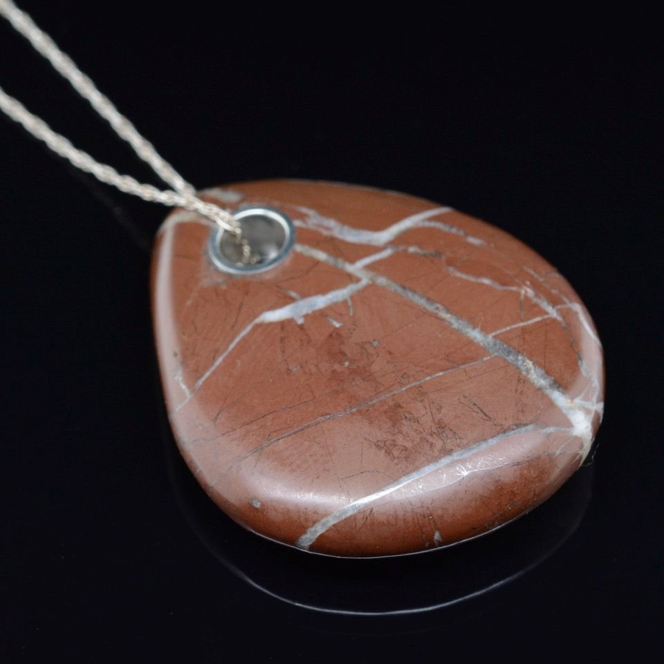 Jody Lyle -Red and White Pebble Pendant