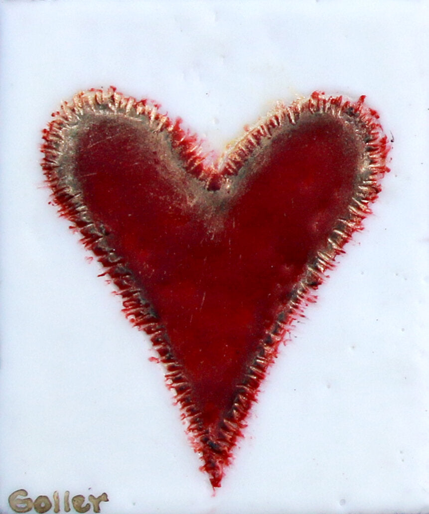 ***SOLD***Carrie Goller - Red Heart Valentine, encaustic 4x3.5