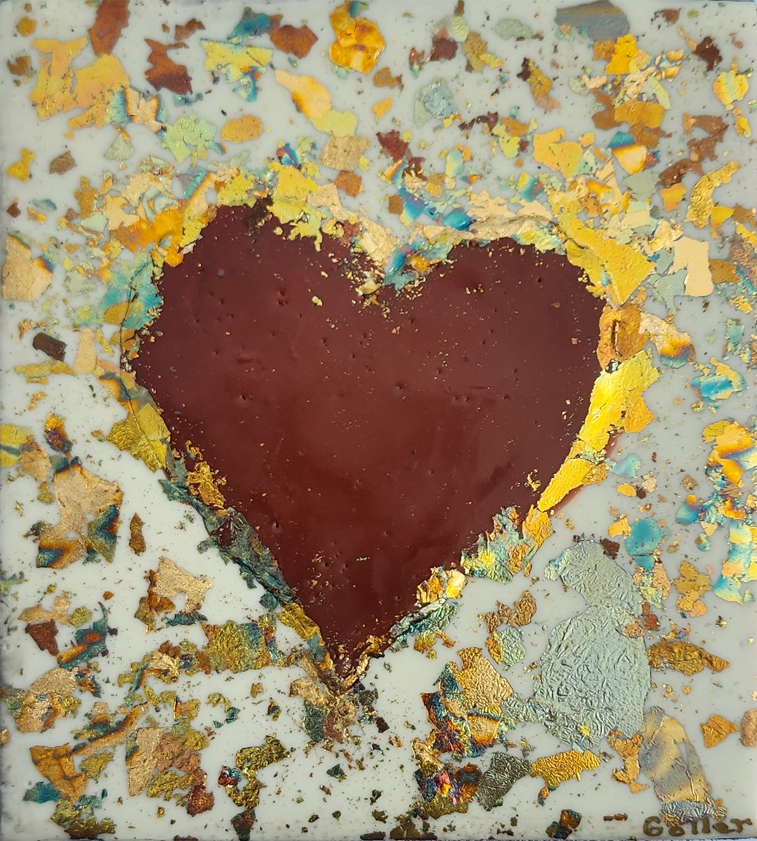 ***SOLD*** Carrie Goller - Heart Series , encaustic 5x5.5