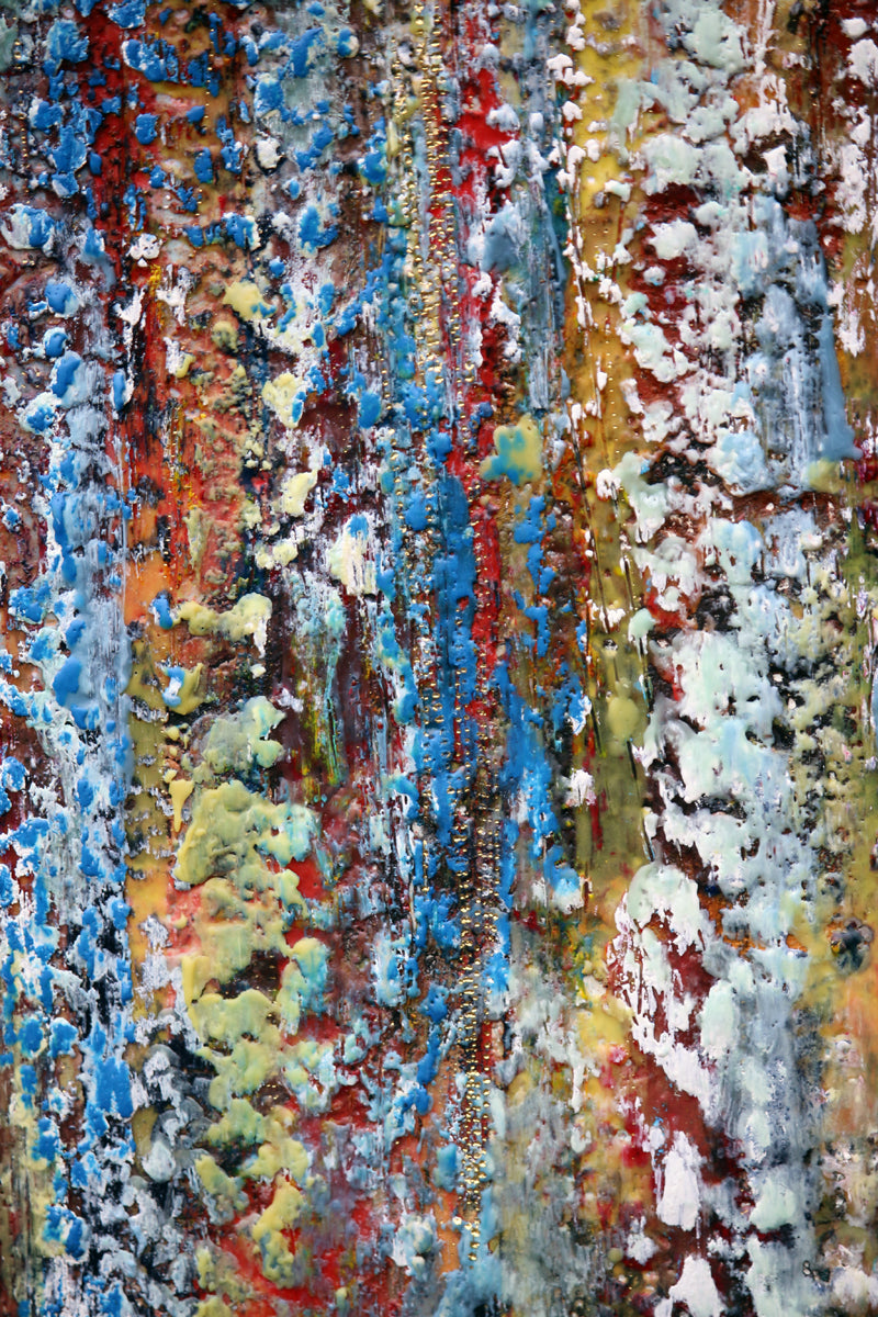 Carrie Goller - Retro, encaustic/mixed media on wood panel, 40x30 (Vertical or Horizontal orientation)