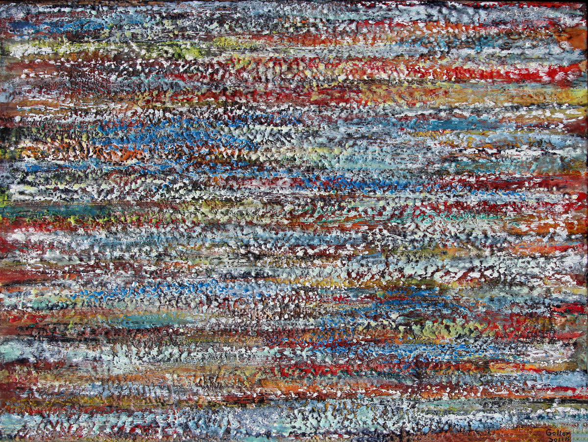 Carrie Goller - Retro, encaustic/mixed media on wood panel, 40x30 (Vertical or Horizontal orientation)
