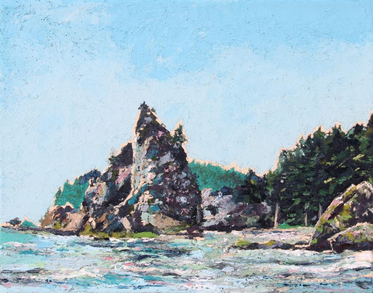 Carrie Goller - Rialto Beach, WA II, mixed media (encaustic/oil) 14x11