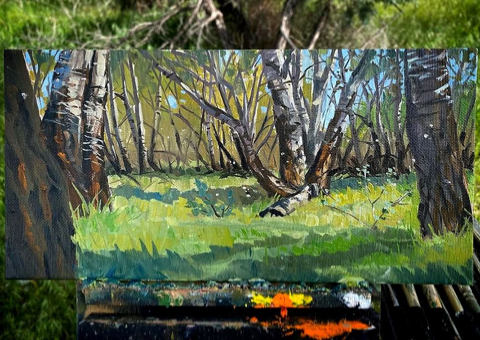 MAURY WEISS - Richland Woods, Original Plein Air Oil on Panel, 6x12