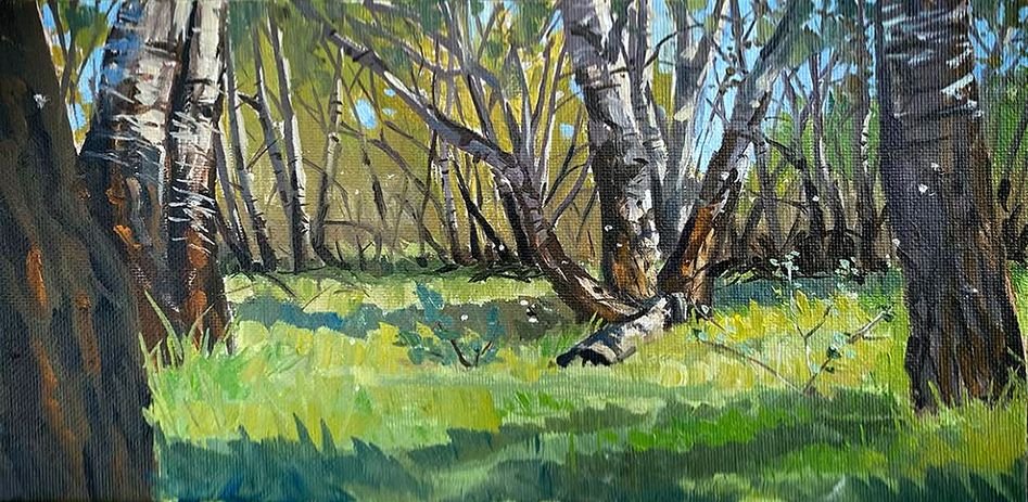 MAURY WEISS - Richland Woods, Original Plein Air Oil on Panel, 6x12