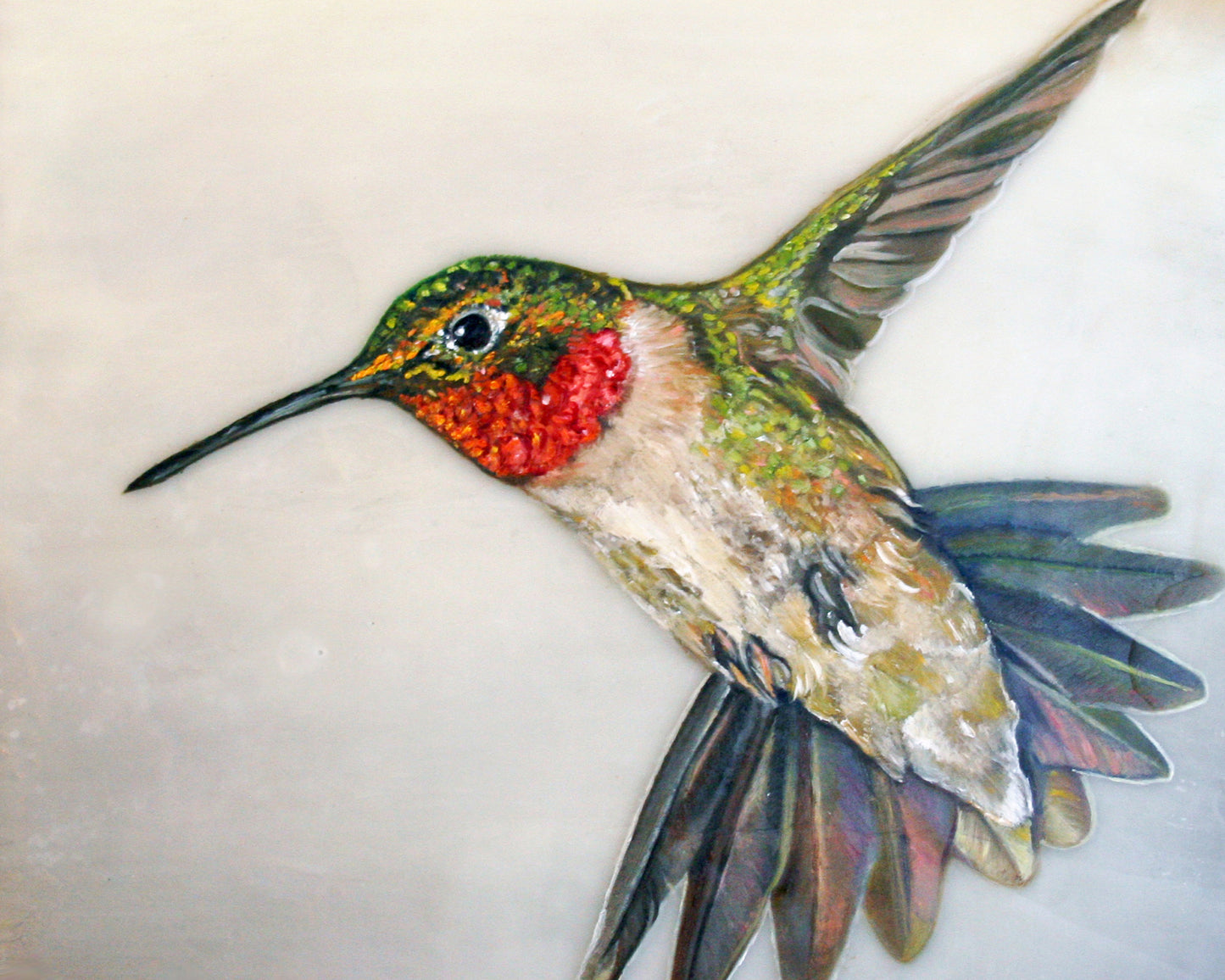 CARRIE GOLLER PRINTS - BIRDS - RUBY     original oil/encaustic, 8x10