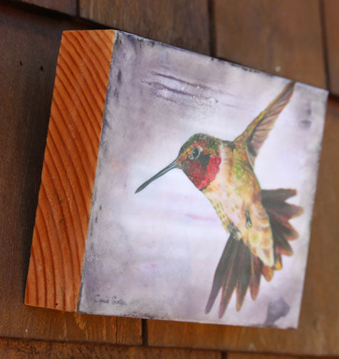 ***SOLD*** Ruby 2 Encaustic Print - 7x6 on wood block 1.5 profile