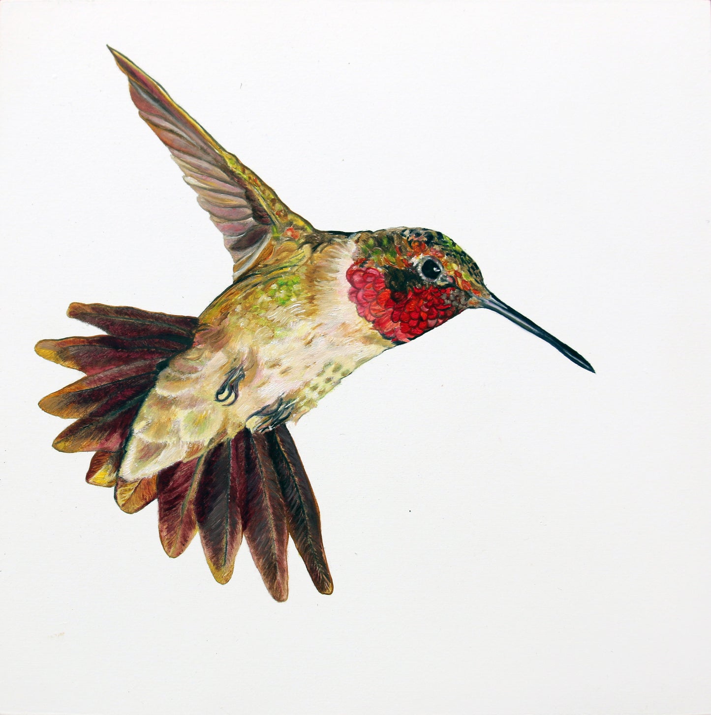 Prints available, original ***SOLD*** Autumn Cabin - Encaustic - 8x5.75 on wood block