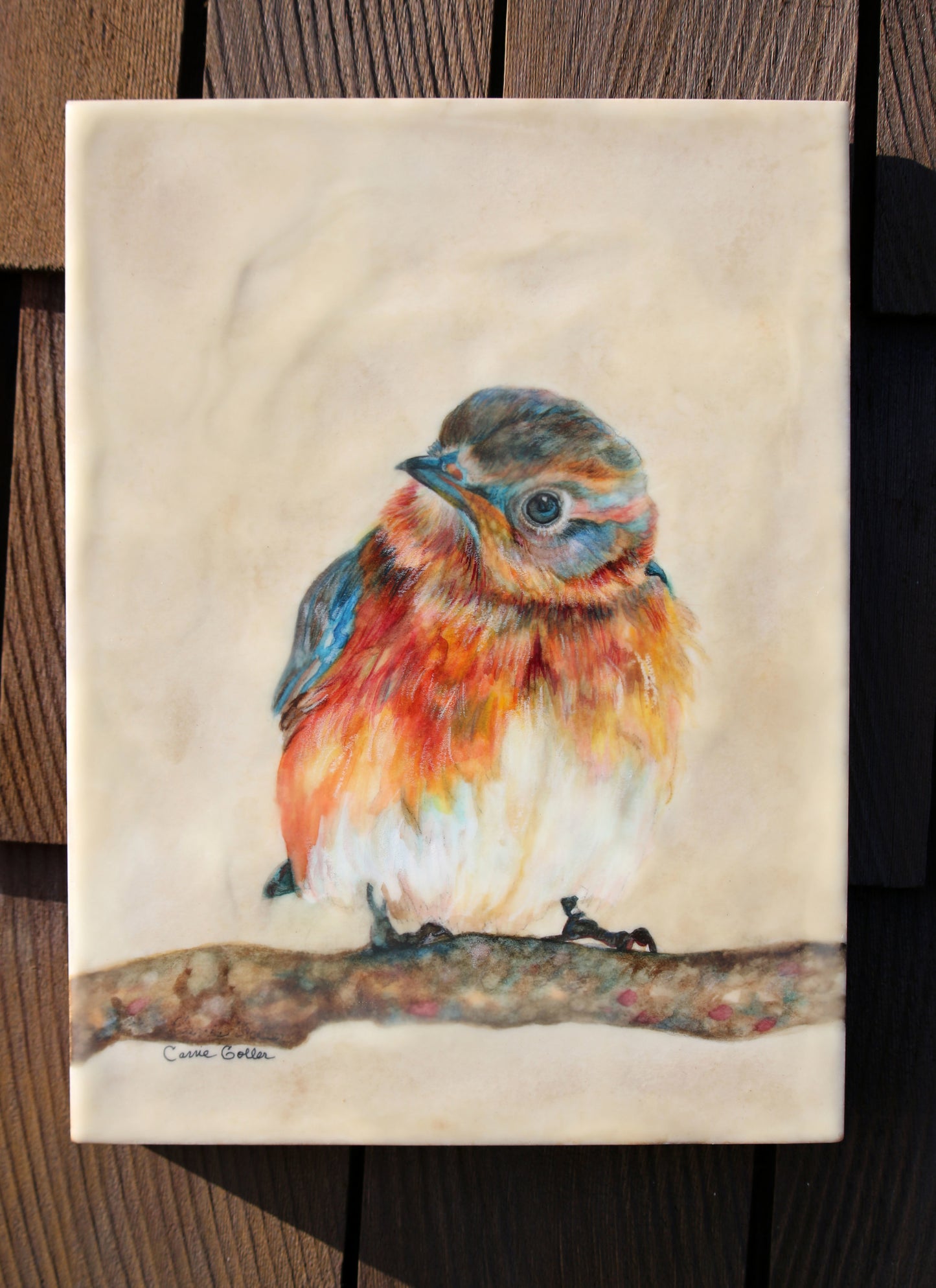 ***SOLD*** Rupert, original encaustic/watercolor 12x9