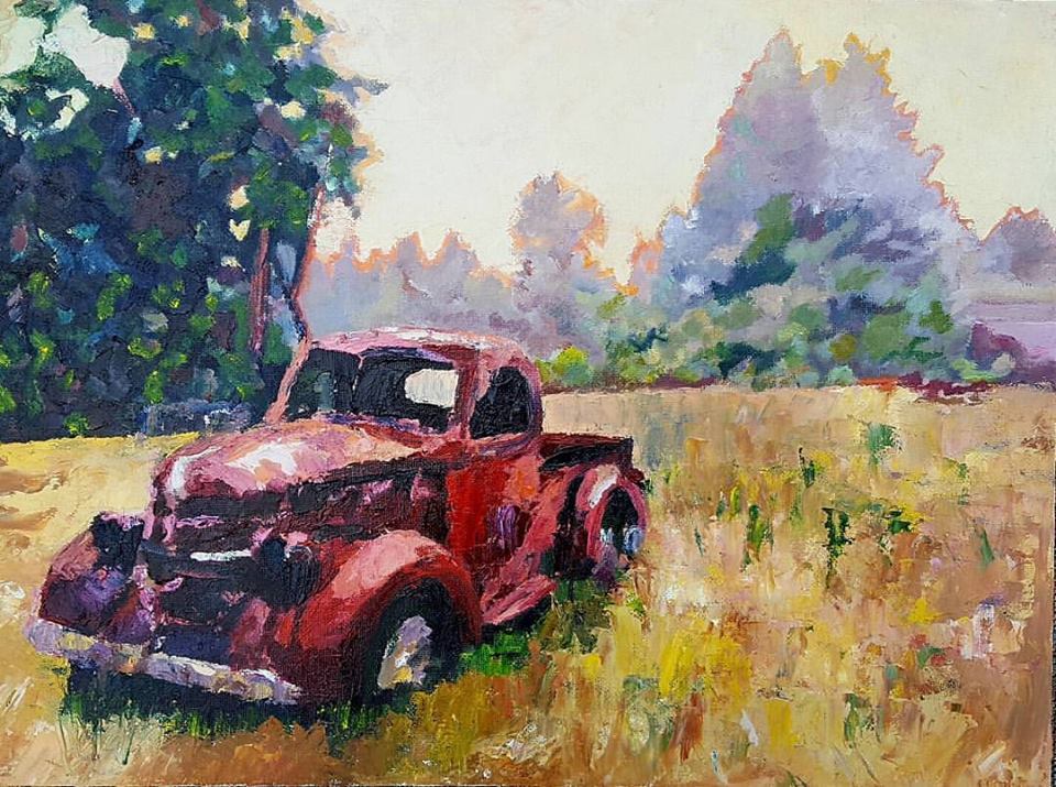 CARRIE GOLLER PRINTS - IMPRESSIONIST - RUSTY CAR