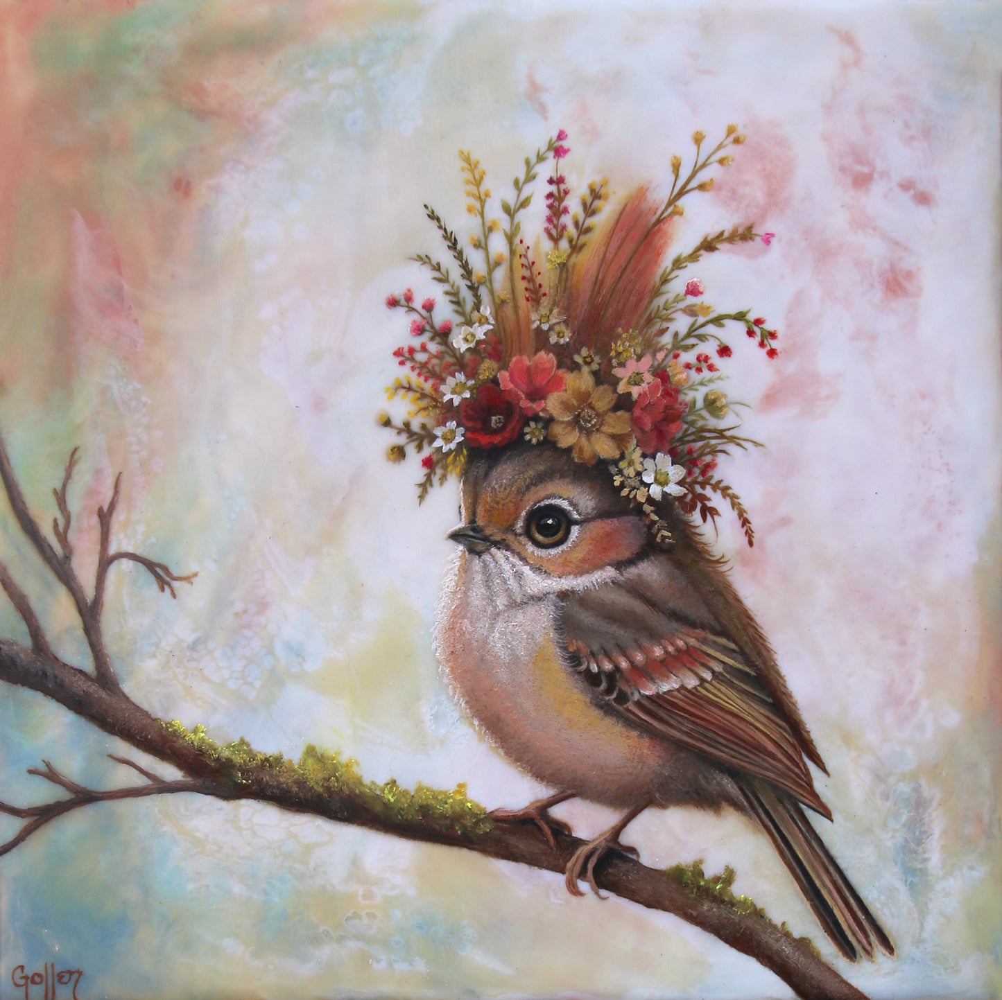 CARRIE GOLLER - Samantha (Floriferous Bird) Print, Original size 8x8
