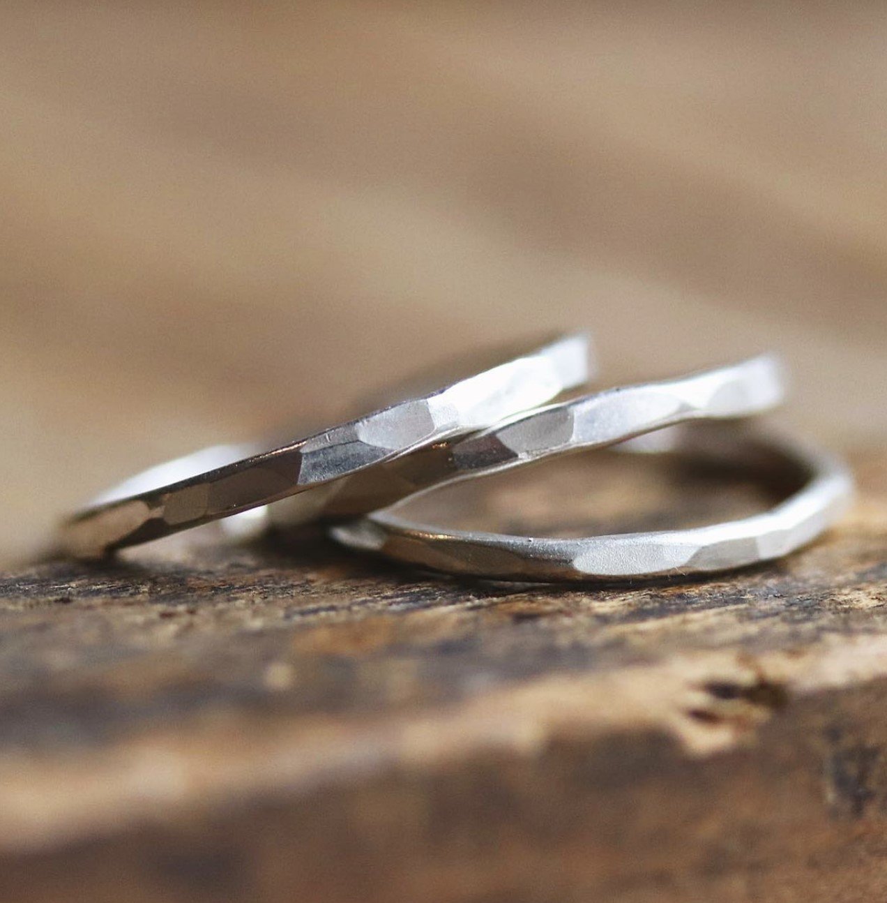 ***SOLD***Kayla Wave - Hammered Silver Bands ( Available in Gallery )