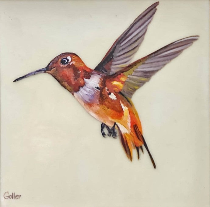 Prints available, original ***SOLD*** Carrie Goller - D'Artagnan, Oil/Encaustic 7x7 Framed