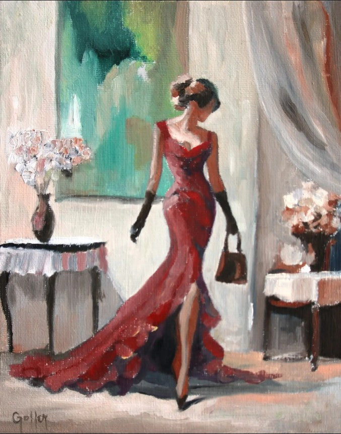Carrie Goller - Tres Chic 12 Impressionist Portrait- Original Oil, 8" x 10" (framed)