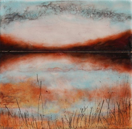 Prints available, original ***SOLD*** Carrie Goller - Seascape III, encaustic/mixed media 11x11
