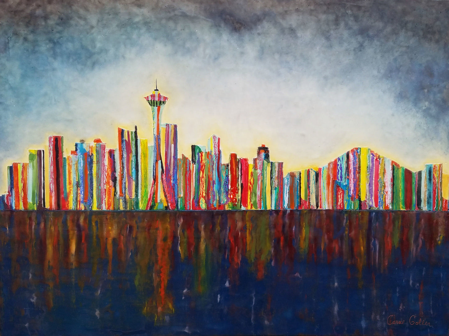 Prints available, original***SOLD***Seattle Native - Encaustic - 36x48