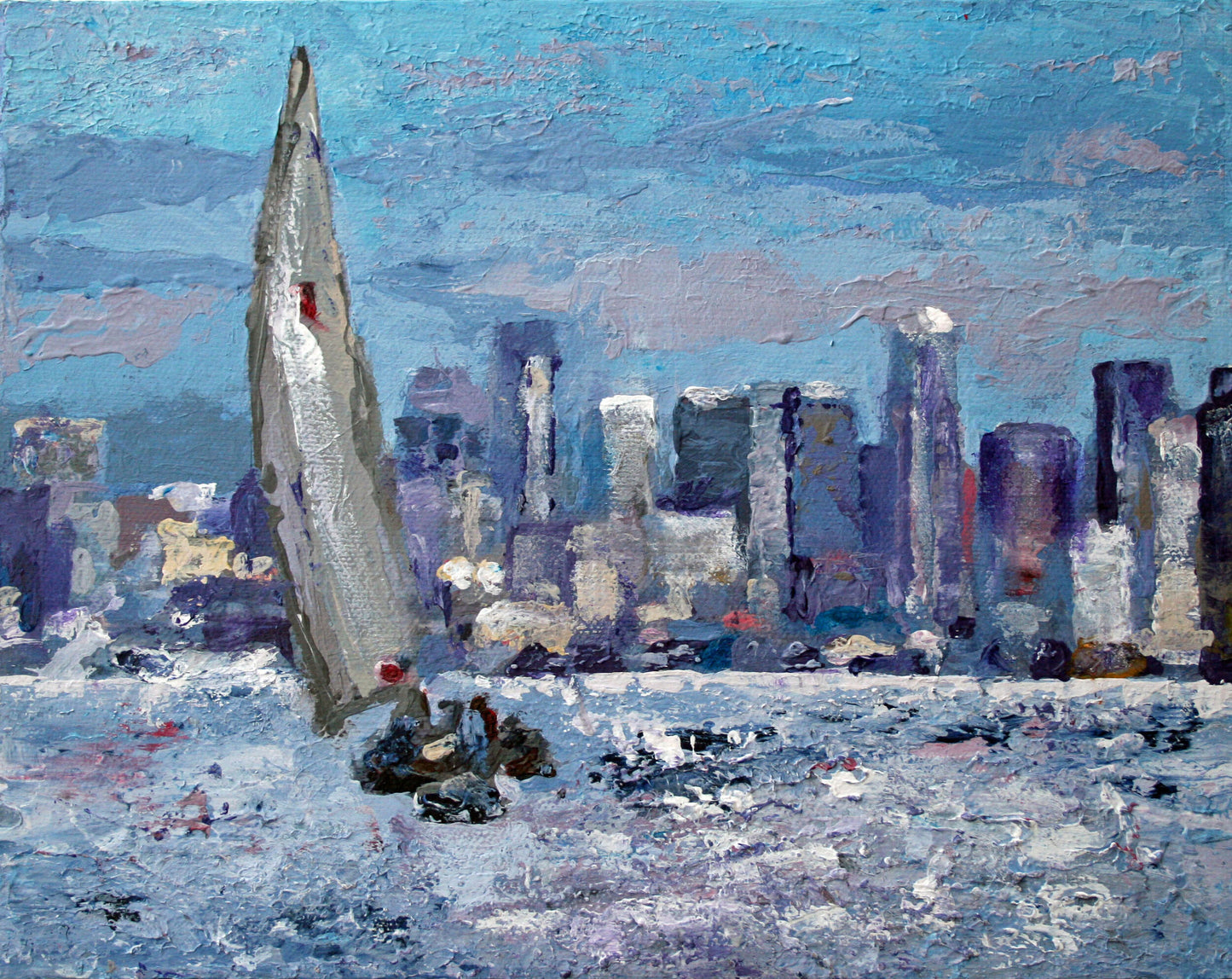 CARRIE GOLLER PRINTS - IMPRESSIONIST - SEATTLE SAILOR original mixed media, 8x10