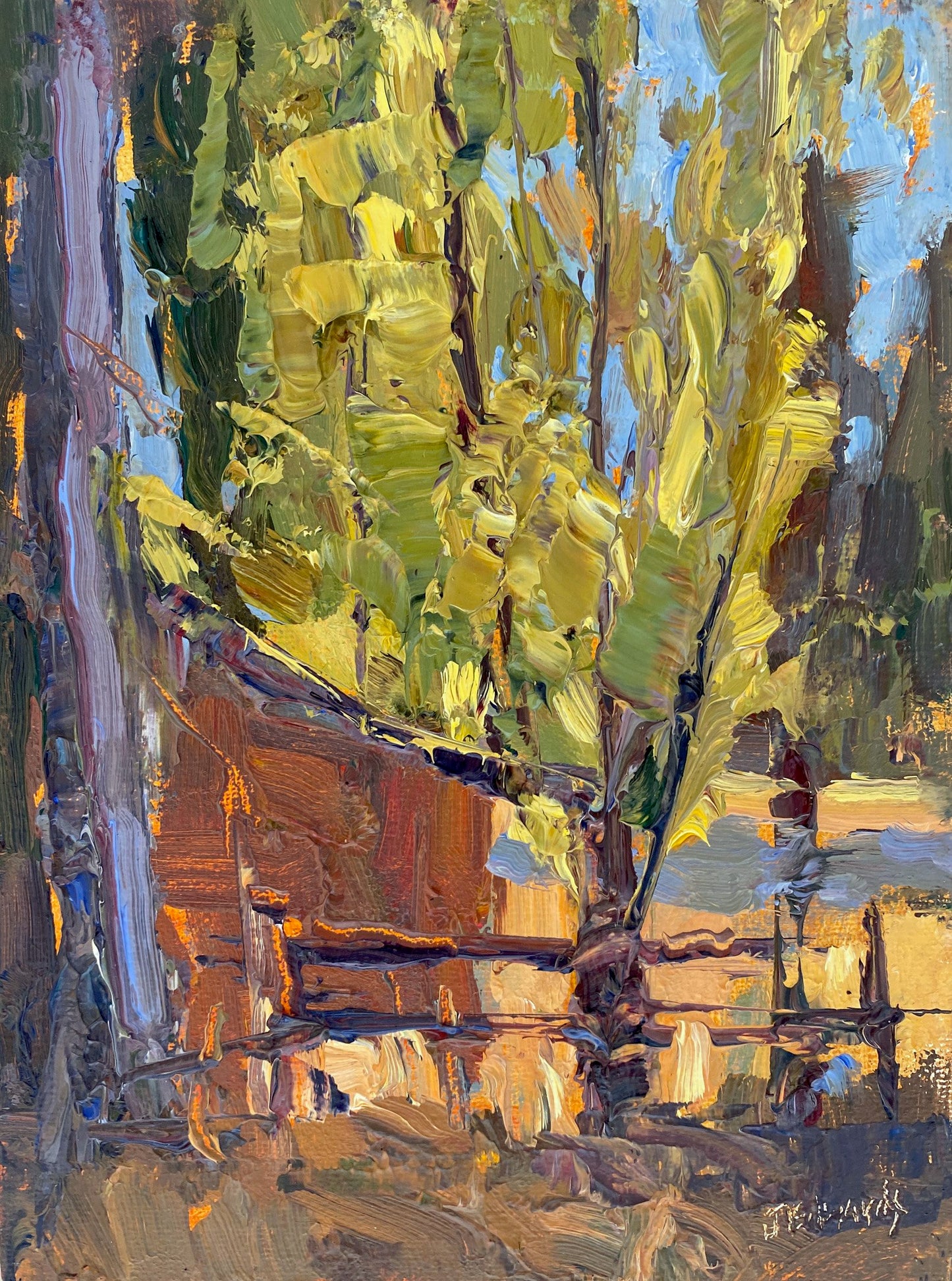 JEANNE EDWARDS - Shed, oil on panel (framed) 6x8