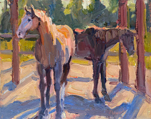 JEANNE EDWARDS - Shelter, oil on panel (framed) 8x10 - (not currently in gallery, please inquire to view)