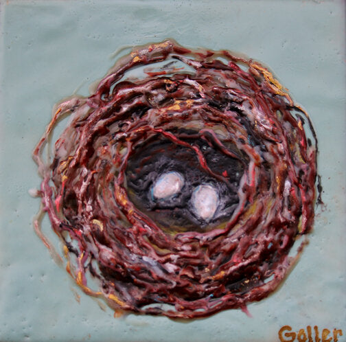 ***SOLD*** Carrie Goller - Sheltered XII, encaustic 5 x 5