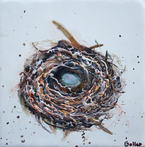 Carrie Goller - ***SOLD***Sheltered VII, Encaustic 8.5 x 8.5
