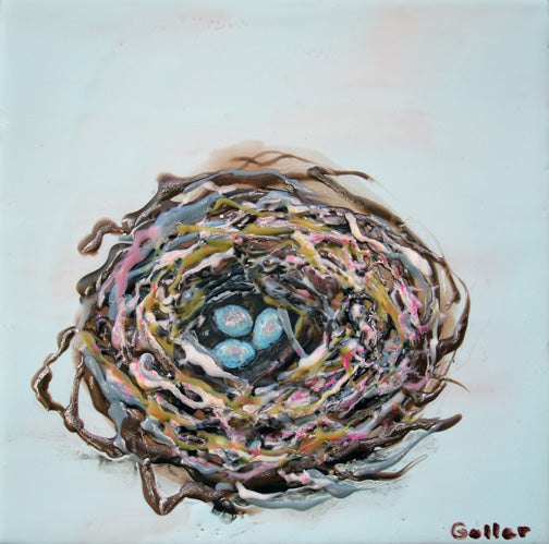 Prints available, original ***SOLD*** Carrie Goller - Sheltered VIII, encaustic 8x8