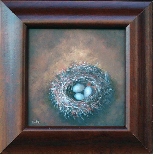Prints available, original ***SOLD*** CARRIE GOLLER - Sheltered IX, oil 6x6 (framed)
