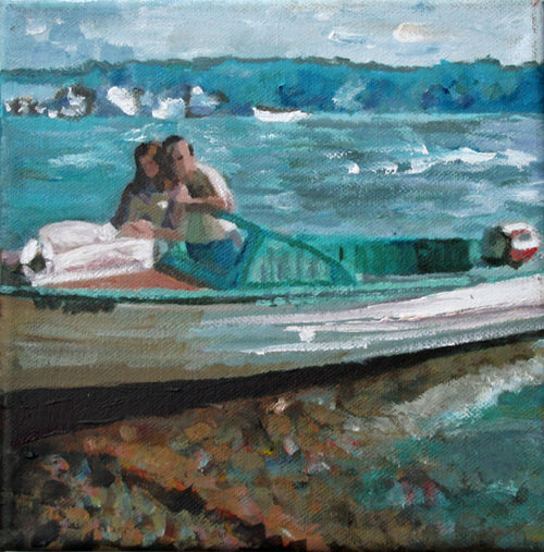 Carrie Goller - Shipyard Beach, Mixed Media 8x8 (not for sale)
