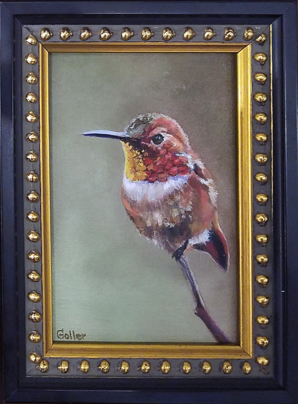 Prints available, original ***SOLD***Carrie Goller -Shishkabob II - 6x4 oil, original, framed