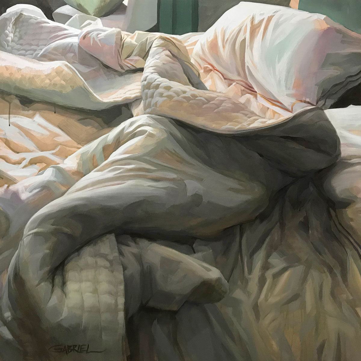 Prints available, original ***SOLD*** Gabriel Lipper - Silk, mixed media on panel 42x42