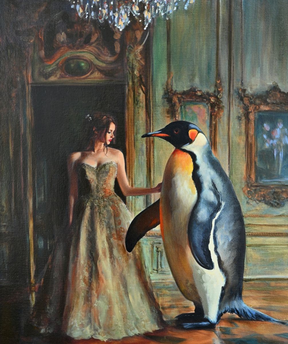 JANDI SMALL - A Black Tie Affair, Oil on Canvas and Wood Panel, 24x20