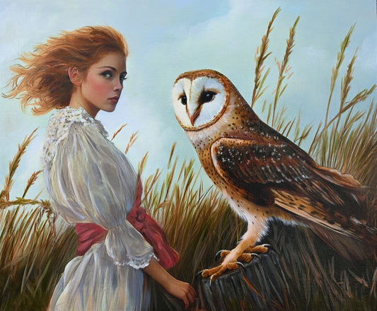 JANDI SMALL - ...and so the Girl Waited in the Waving Prairie Grass for the World to Remember It's Magic, Oil on Canvas with Wood Panel, 20x24