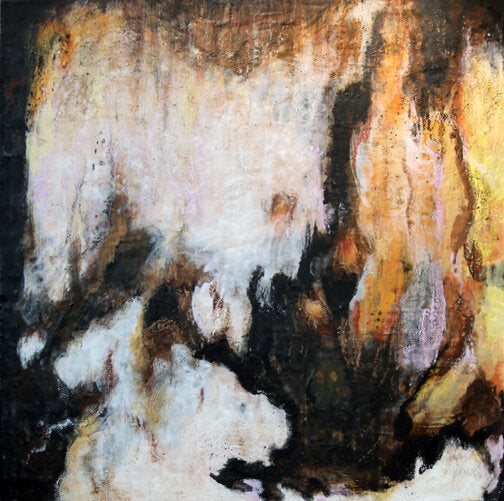 Prints available, original ***SOLD*** CARRIE GOLLER - Smoke Signals, encaustic/mixed media 48x48
