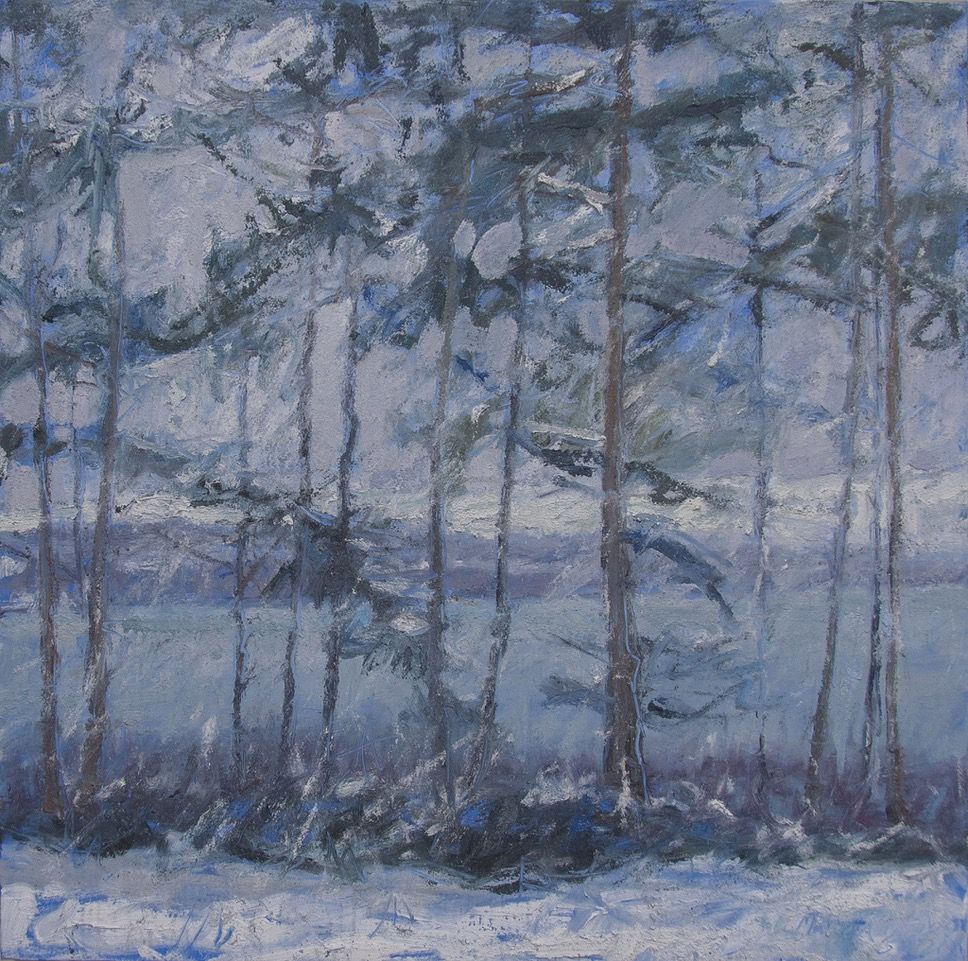 Snowfall at Dusk, Oil on Canvas, 30x30 *Not currently in gallery, request to view*