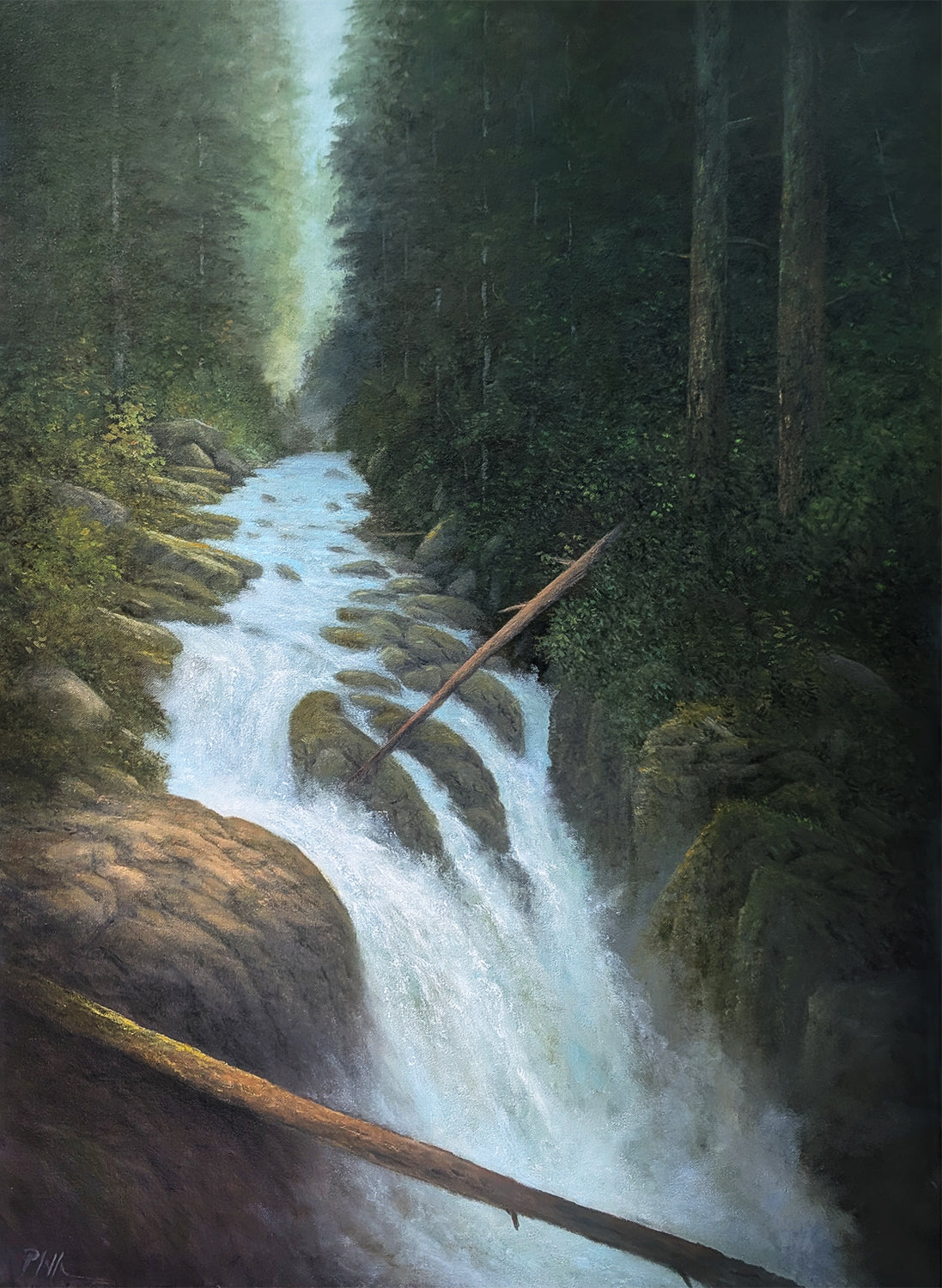 TIM PFEIFFER - Sol Duc Falls, oil on gallery wrapped canvas, 30x40 (framed)